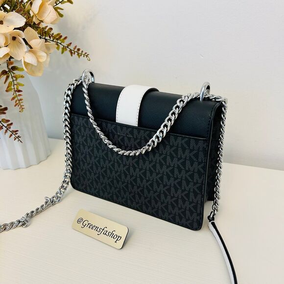 Michael Kors Purse Greenwich Small Signature Logo Crossbody Bag Black - Picture 5 of 11